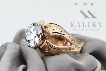 Žirkoniai Originalus 14k rožinio aukso vintage Žiedas Vintage vrc135r